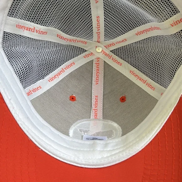 Vineyard Vines Cap Whale White Orange Adjustable Hat‎ Mens. - Picture 2 of 4